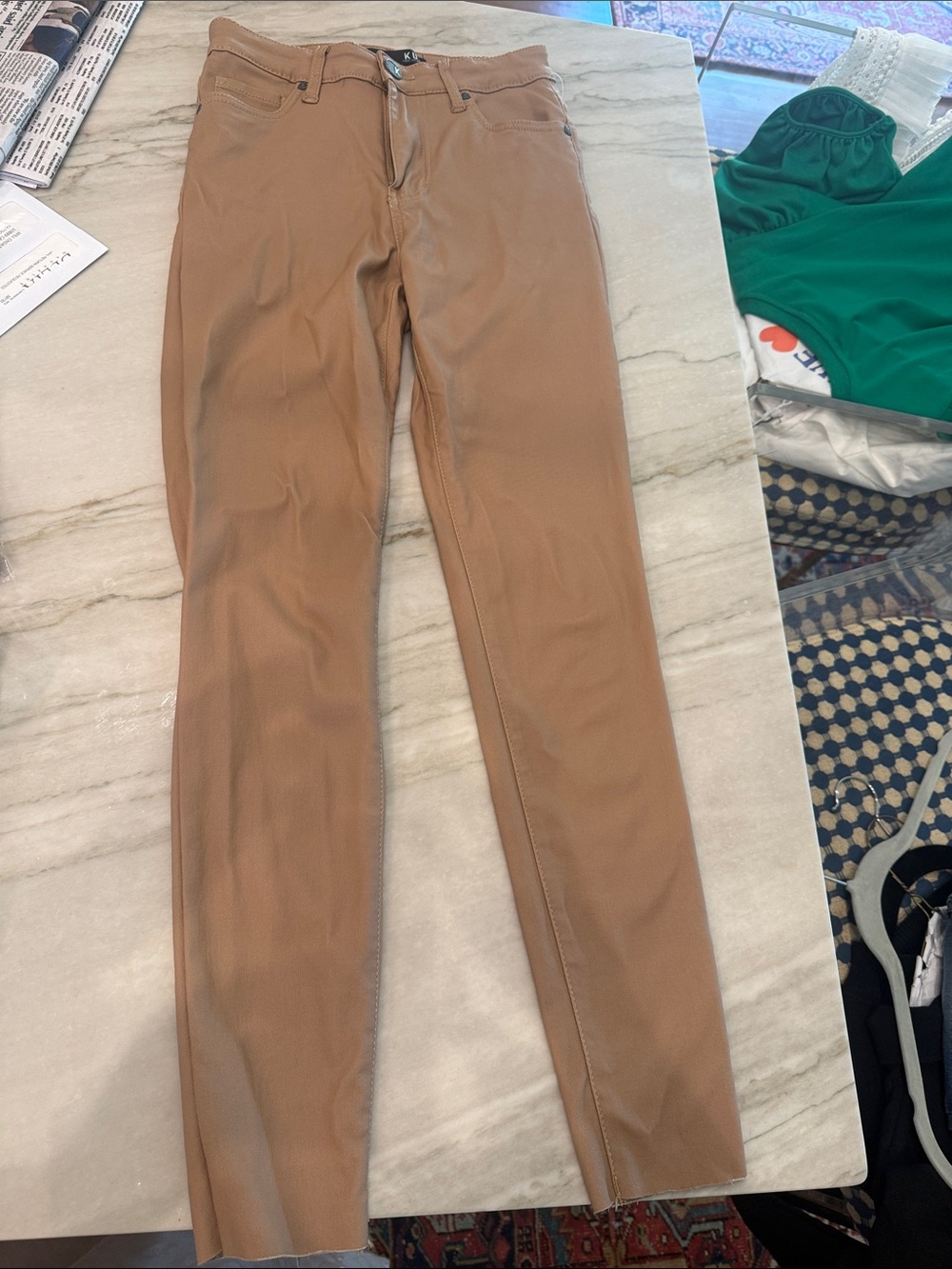 Kut from the Kloth Slim Fit Tan coated jeans
